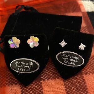 Vintage New Swarovski‎ Multicolor and Clear Crystal Earrings set of 2